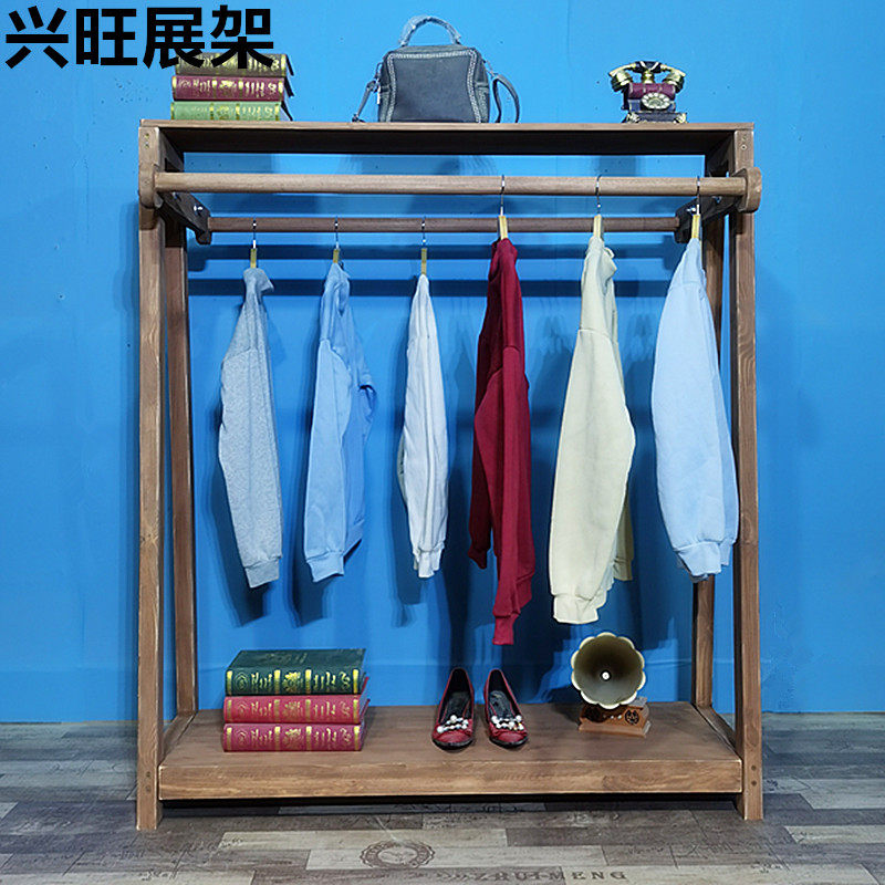 服装店挂衣架中岛展示柜落地架双排中间展示架童装衣架实木北欧
