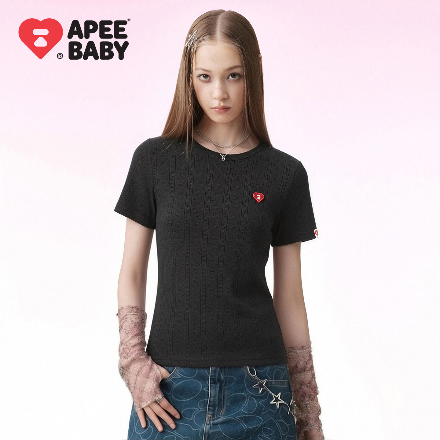 BAPE SS26 APEE by A BATHING APE女装短袖T恤辣妹风休闲上衣甜美图片