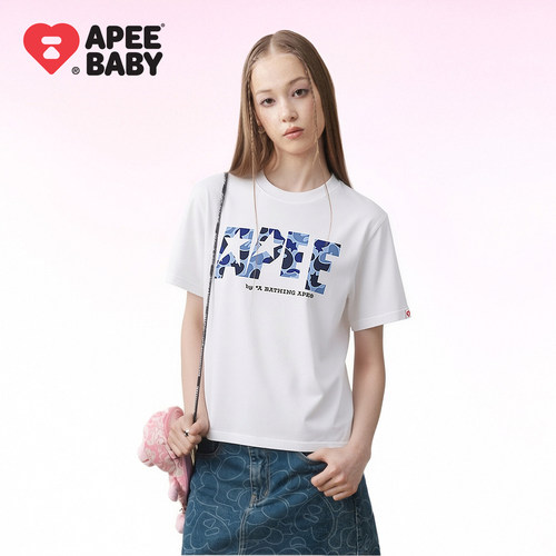 APEE字母多巴胺短袖T恤