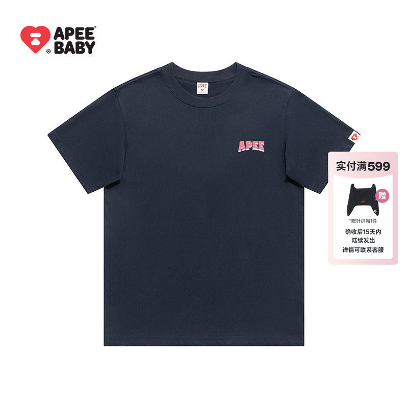 APEE设计感小标短袖T恤女简约图片