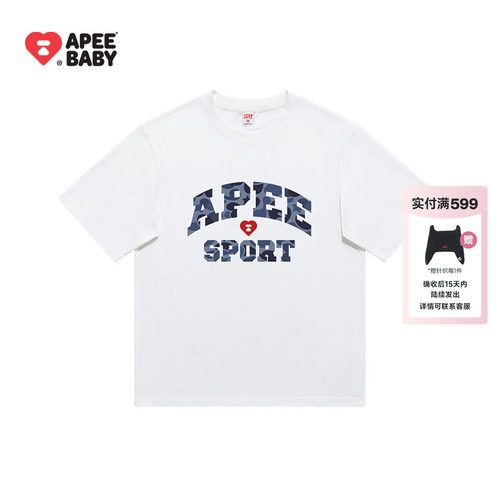 APEE极简字母短袖T恤女甜美迷彩