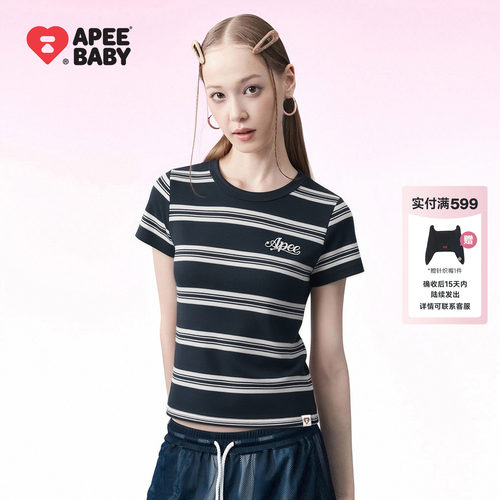 BAPE SS26 APEE by A BATHING APE条纹短袖T恤女装简约百搭休闲