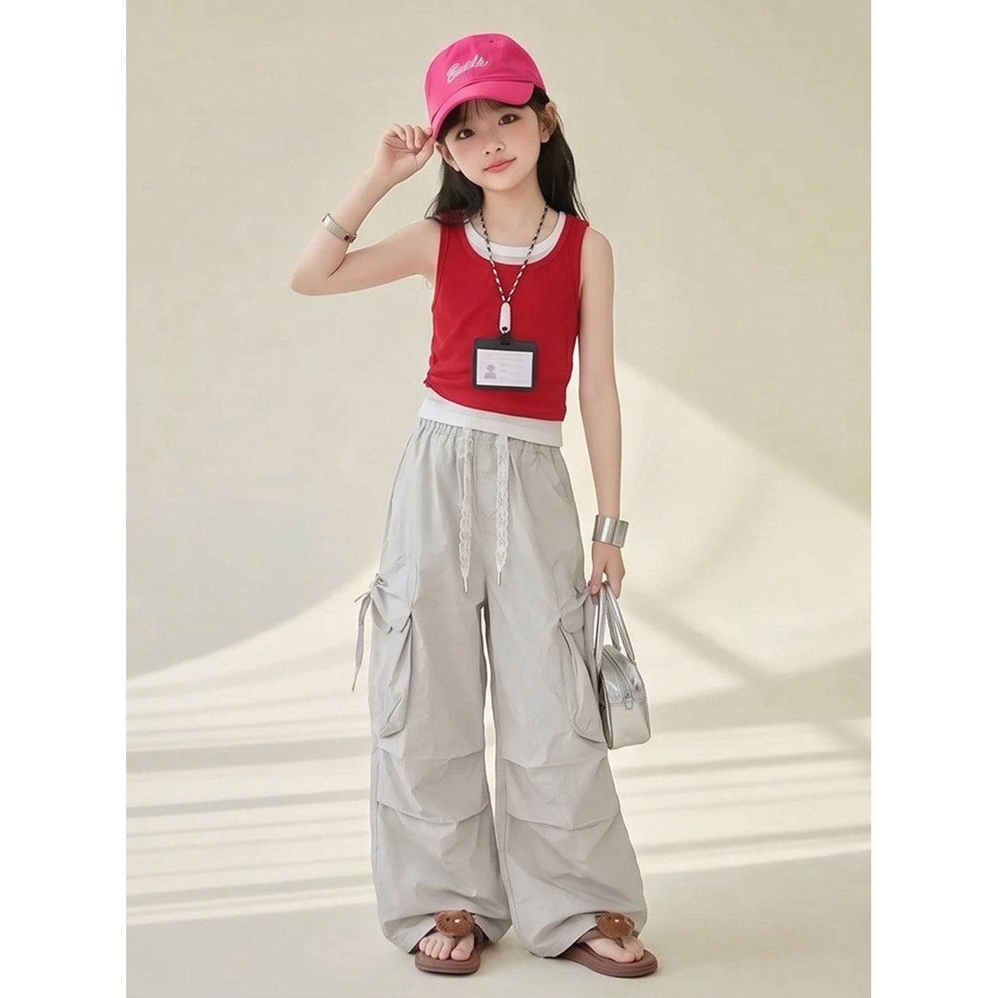 女童夏季工装裤2026新款洋气儿童休闲直筒裤大童夏装韩版裤子潮酷