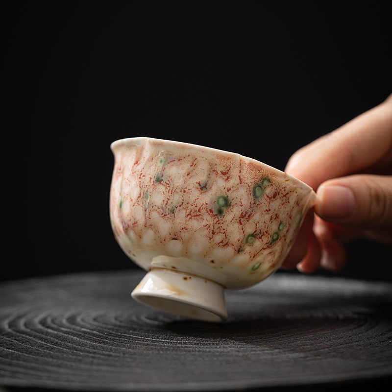 纯手工柴烧窑变茶杯个人专用高脚杯单杯陶瓷品茗杯主X人杯茶盏送