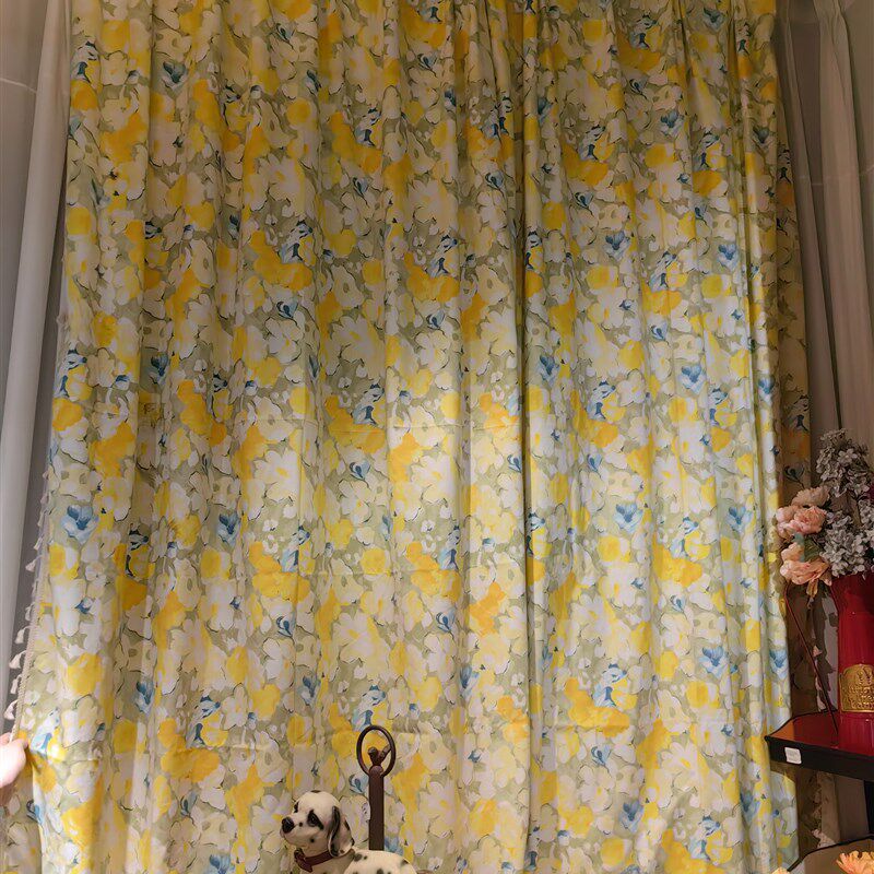 黄色窗帘1片价格 l布料尺寸宽150(挂钩款,挂钩后宽约90cm)