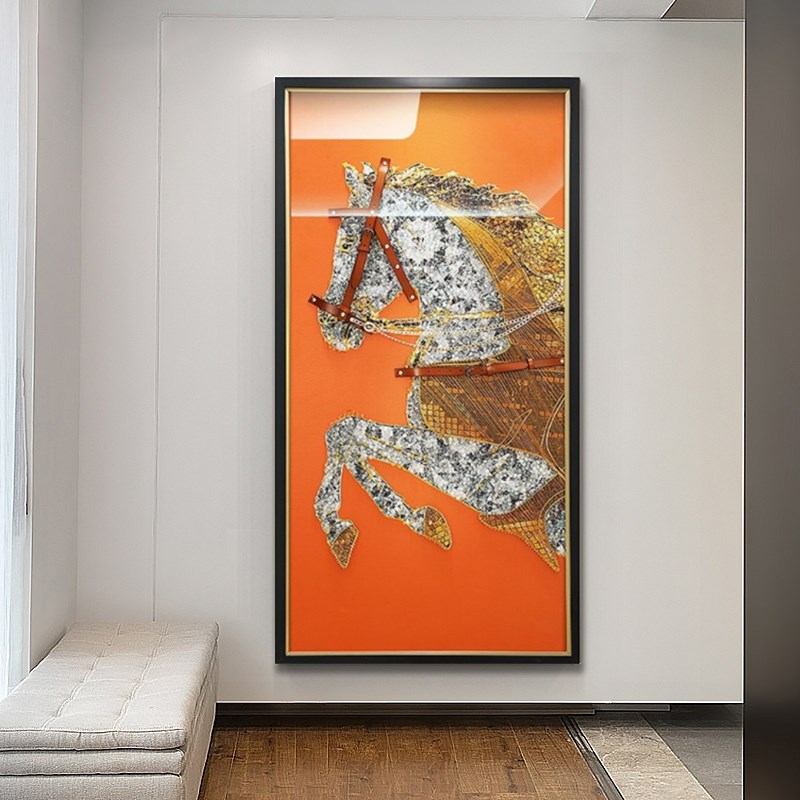 玄关装饰画客厅背景墙立体手工实物画走廊过Q道高档大气竖版挂画