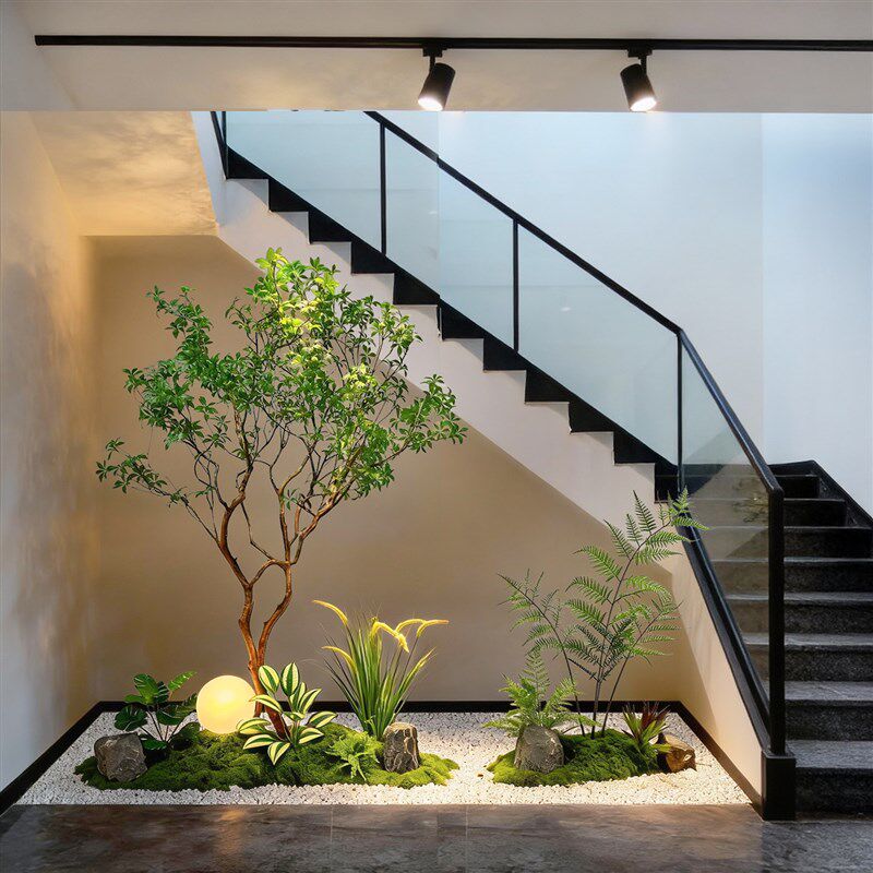 玄关造景仿真绿色l植物马醉木造景室内走廊景观摆件落地大型假树