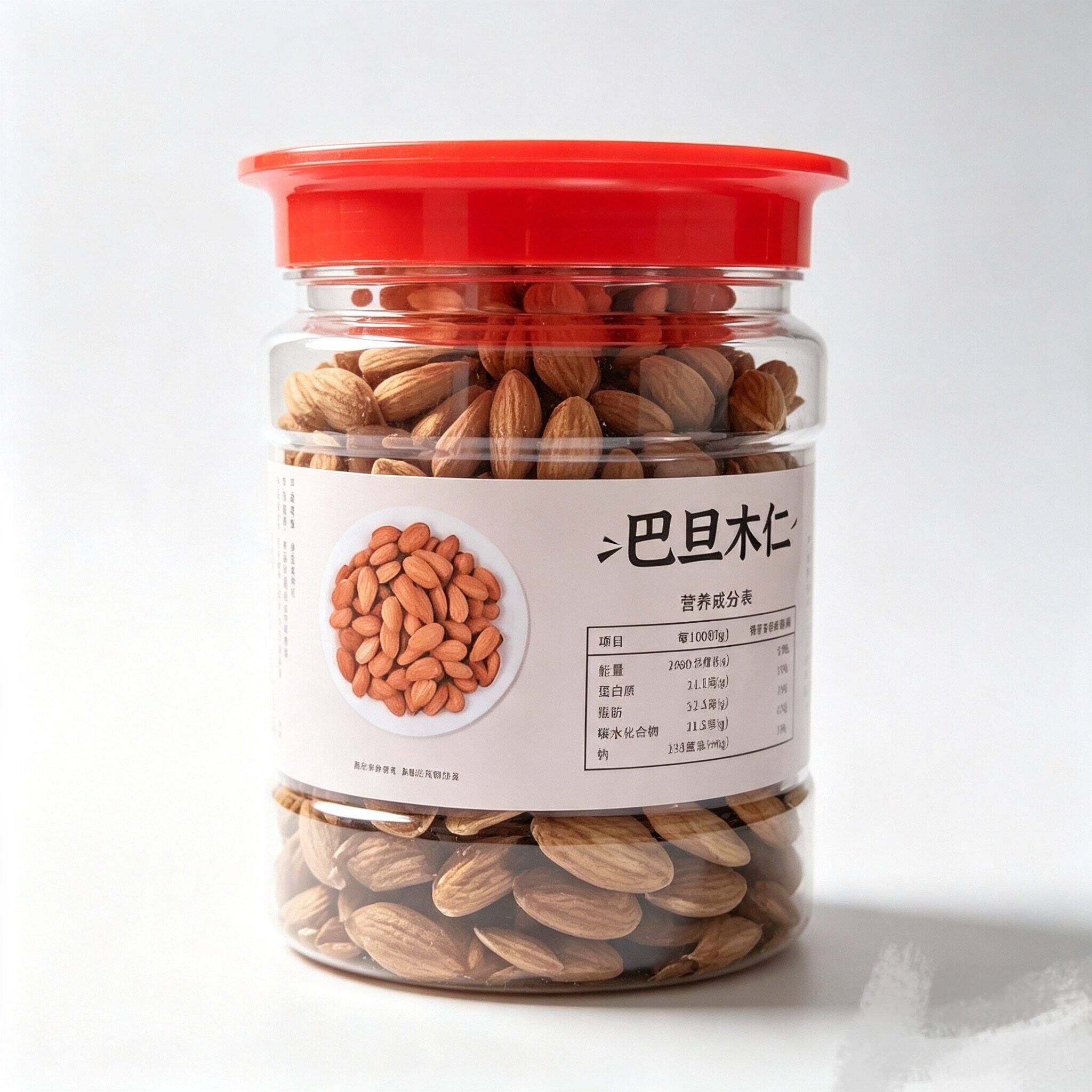 大粒巴旦木仁500g罐装烘烤坚果零食杏仁长寿果休闲零食免剥壳新货