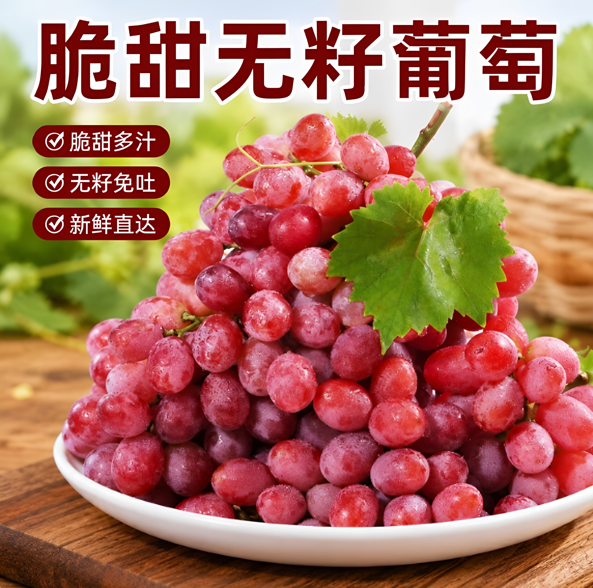 新疆克伦生无籽红提新鲜水果红提子无核甜脆多汁孕妇水果整箱