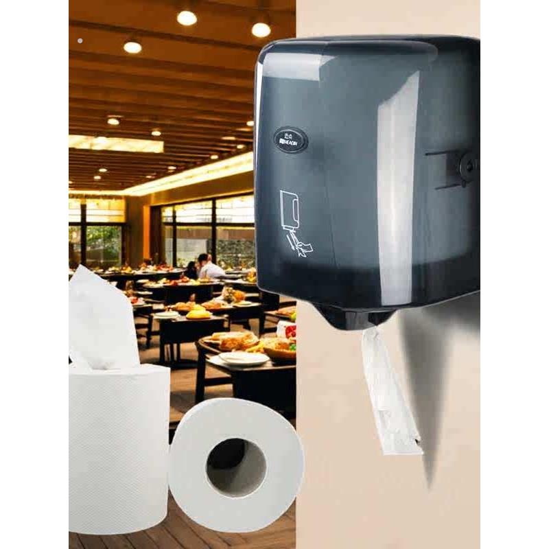 擦手纸盒中间抽擦油纸餐厅酒店干手纸壁挂大卷抹手纸架带断线