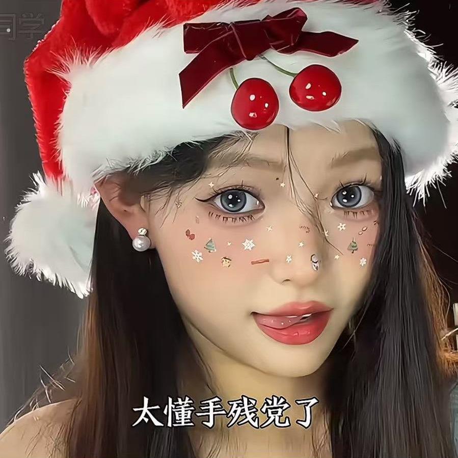 耶诞妆容贴纸创意可爱甜美氛围耶诞节脸贴防水防汗脸部临时纹身贴