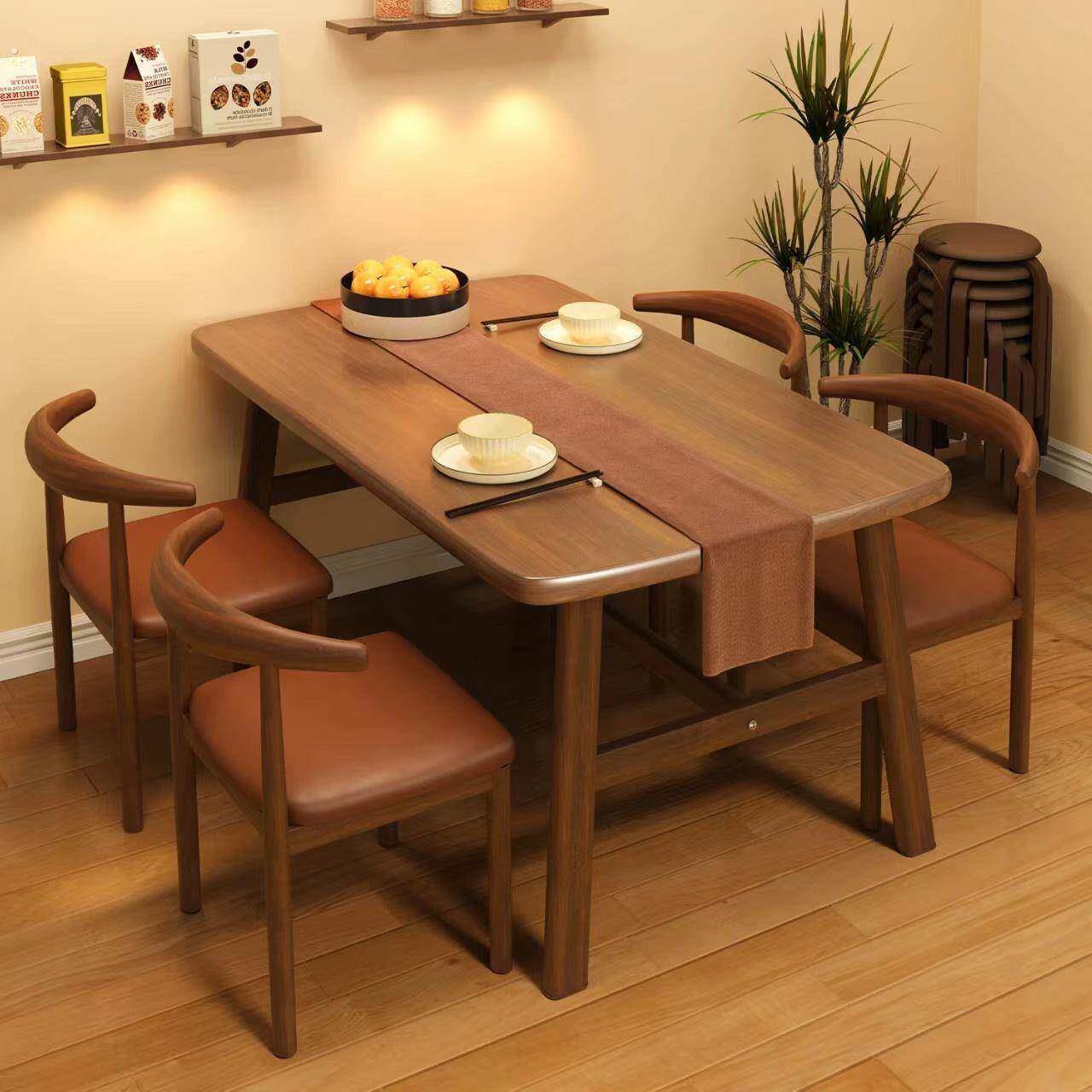餐桌家用户型长方形出租房用吃饭桌现代简约轻奢餐饮商用桌椅套装
