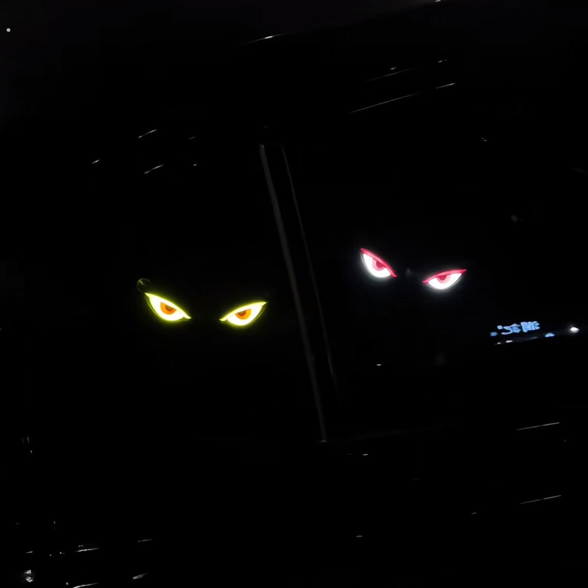 恶魔之眼眨眼车灯免接线摩托车防水警示灯闪动创意夜行表情灯尾箱