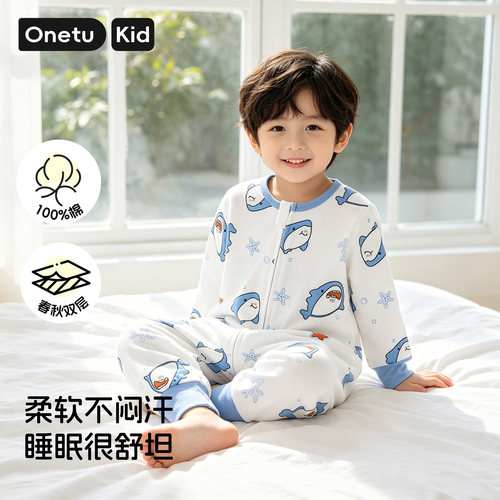 婴儿连体衣纯棉卡通可爱风睡袋长袖春秋宝宝爬服A类舒适柔软亲肤