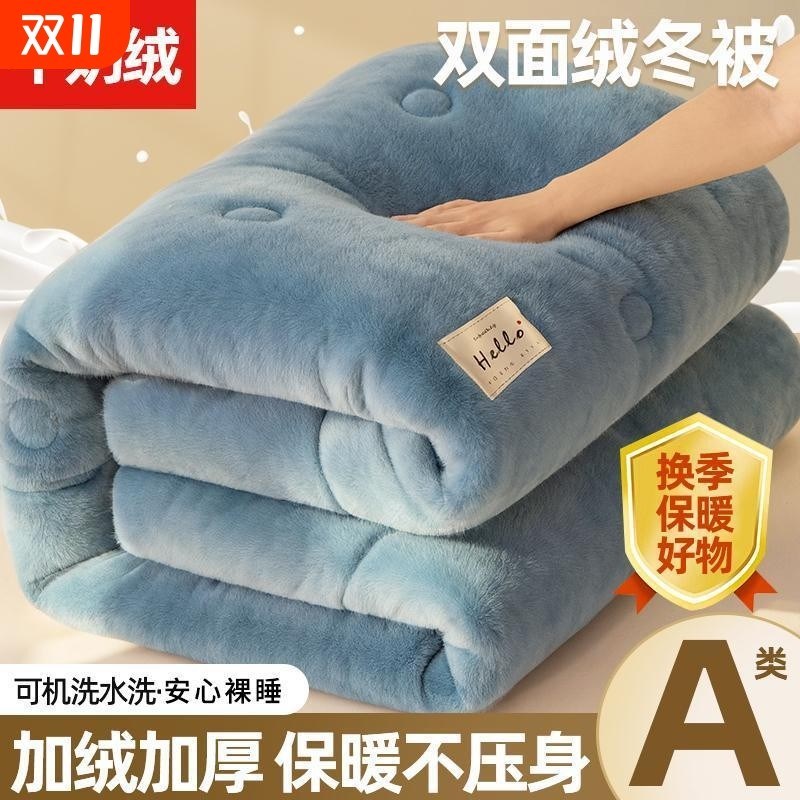 冬被加厚保暖纯色2025新u款绒被学生宿舍盖被床品软被褥被芯免被