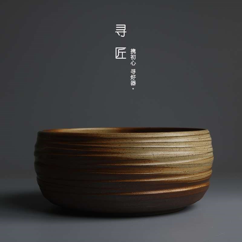 粗陶茶洗大号陶瓷杯n洗家用干泡茶渣桶功夫茶具水盂杯碗茶道零配