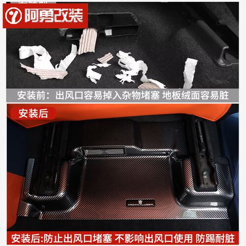 适用22-24款汉兰达座椅下全包出风口保护罩陆放内V饰碳纤罩改装件