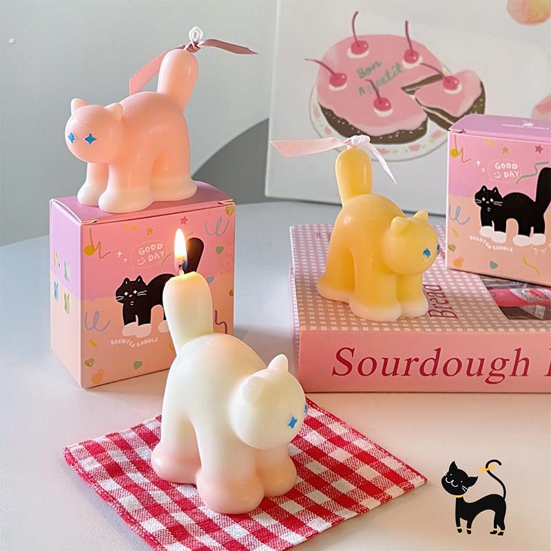 生日礼物猫香味蜡烛装饰品节日创意伴娘纪念品项目可爱的小东西