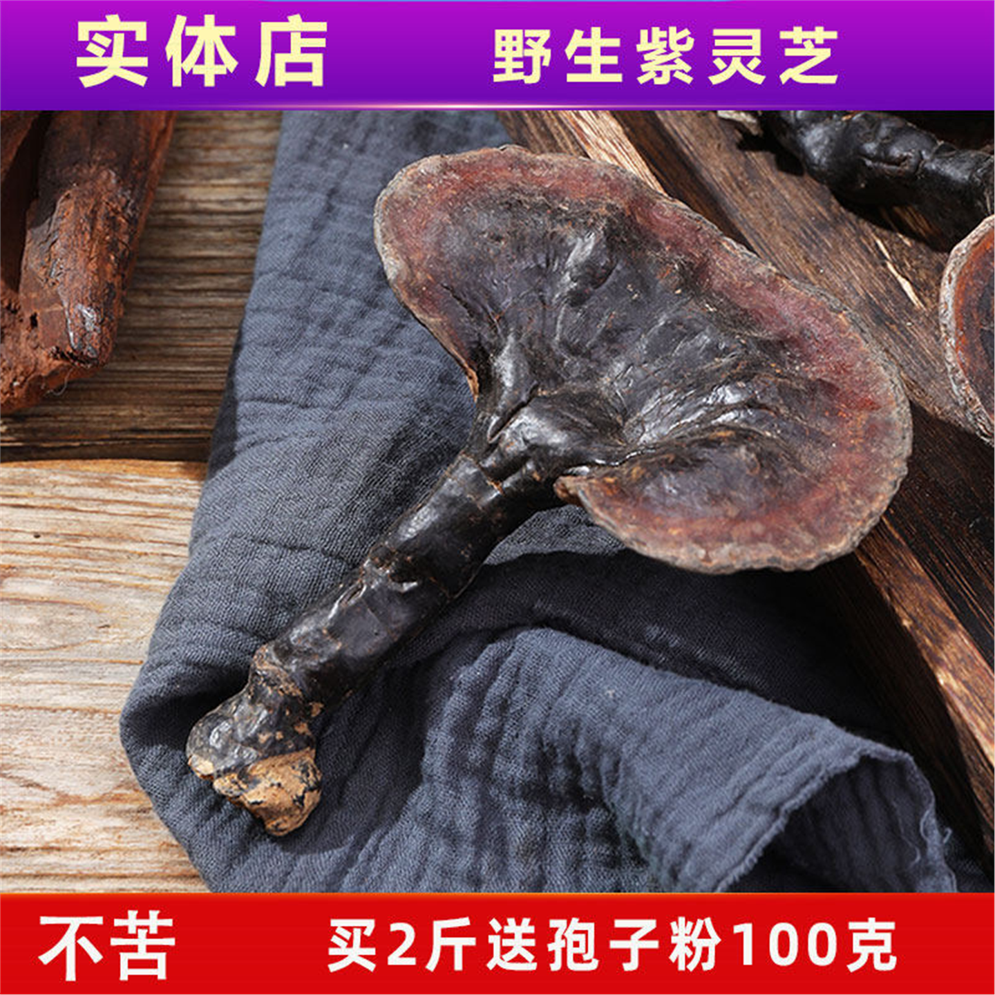 纯野生紫灵芝深山整株林下