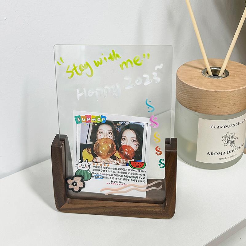 创意相框摆台压克力实木画框装裱定制高级打印6寸710透明展示摆件