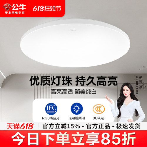 公牛卧室阳台儿童房简约吸顶灯