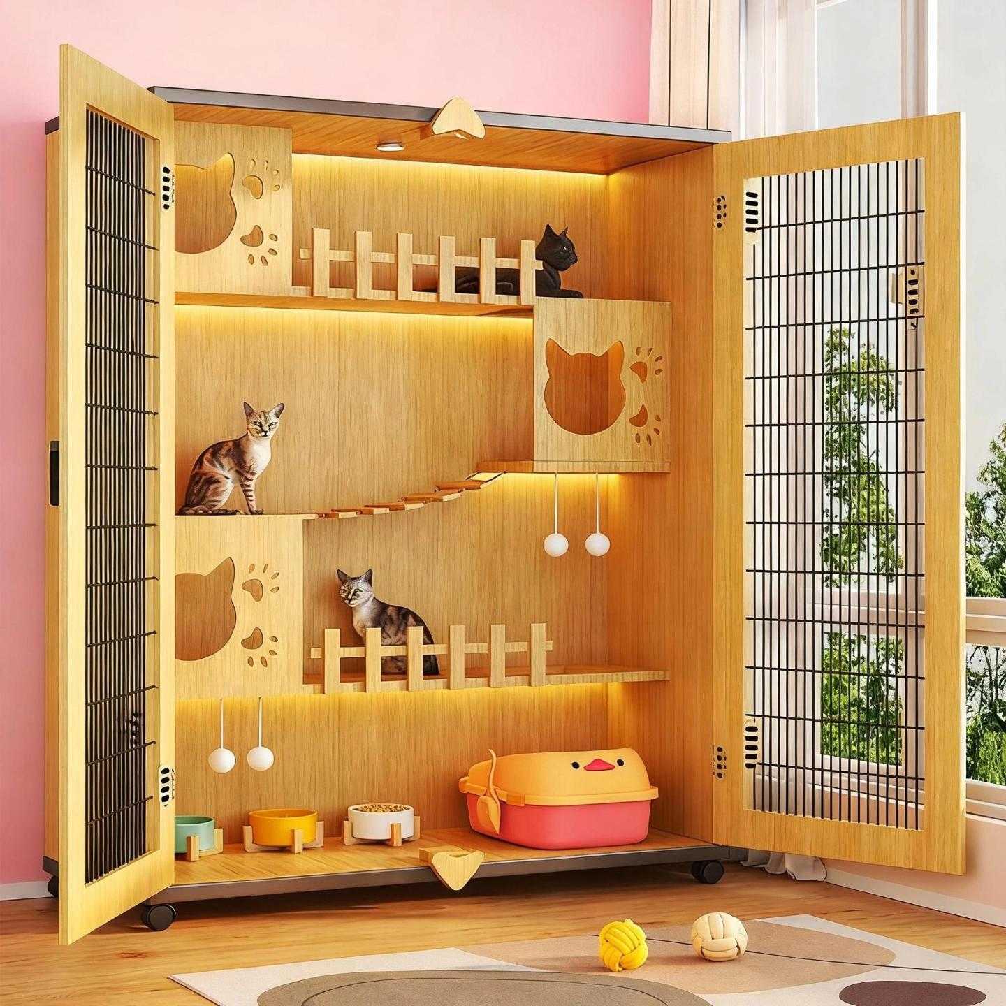 阳台猫笼形柜子猫别墅铁网猫屋