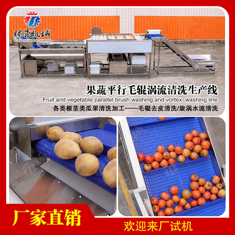 果蔬平行毛辊涡流清洗生产线 毛刷旋流清洗设备 生产线配套设备 - 实物图