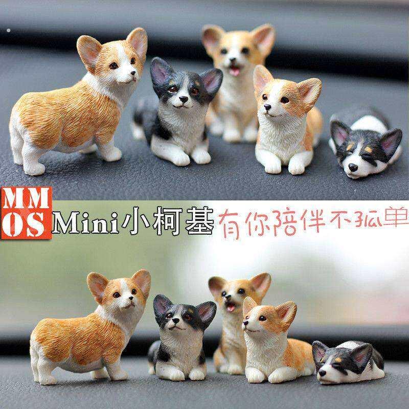 汽车狗摆件柯基模型汽车摆件迷你小柯基犬彷真狗狗树脂可爱车载内