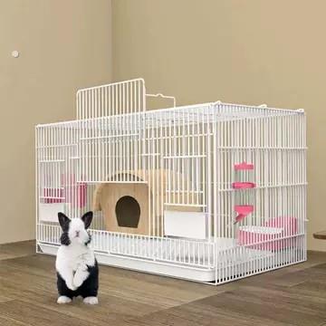 兔子笼特大号家用室内带厕所兔笼荷兰猪笼?鼠笼加密折叠兔子别墅