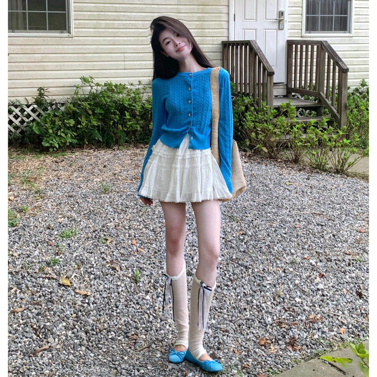 小清新早秋穿搭短裙小个子显高2025新款女装气质连衣裙子两件套装