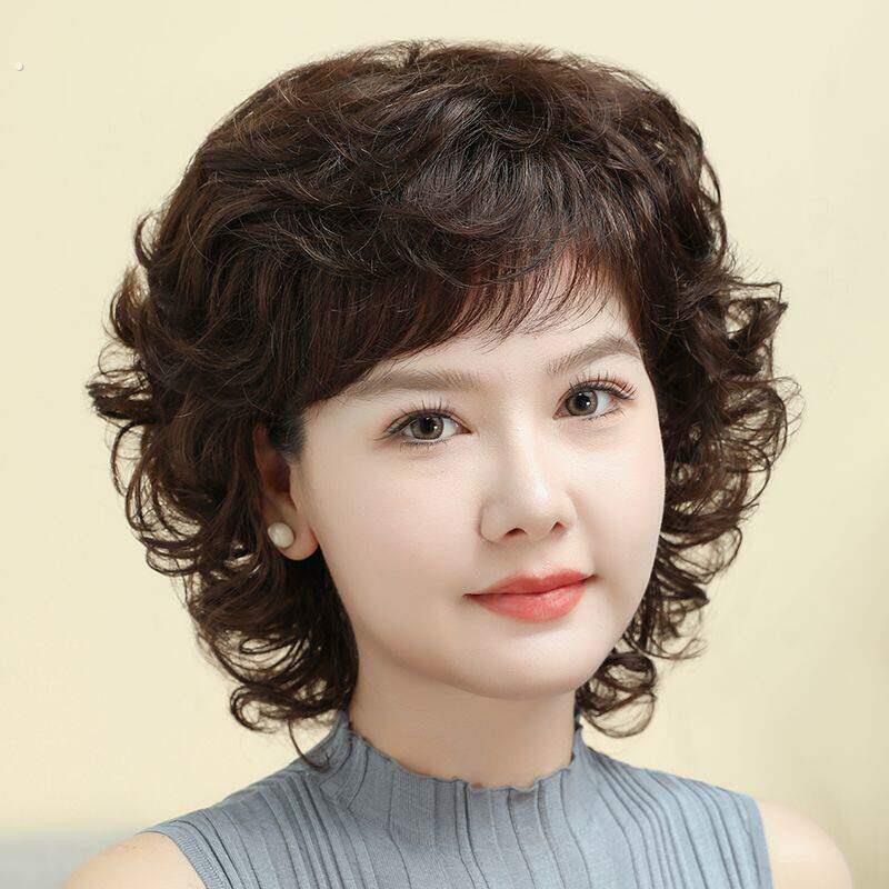 假发中老年女妈妈款自然女式高端全真发头套卷发短发女减龄方圆脸