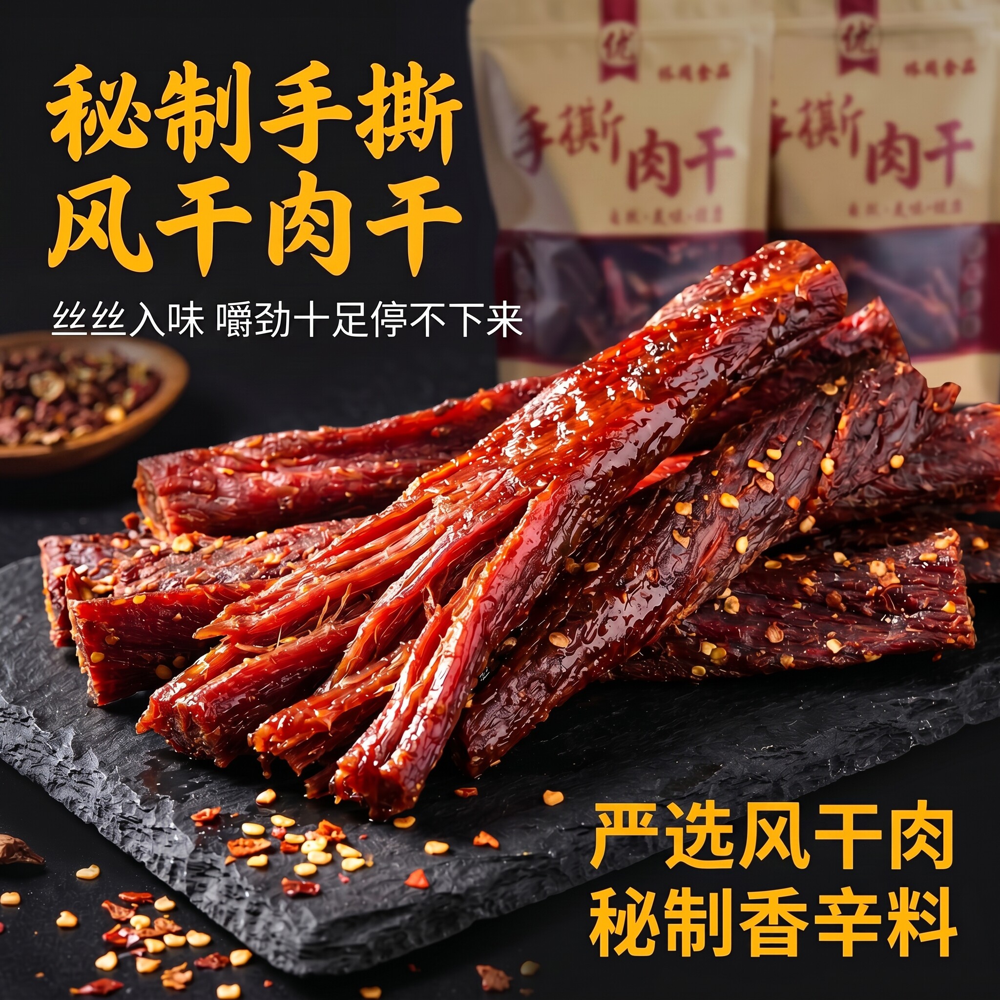 胖超市东来肉干内蒙古特产手撕风干低脂零食解馋鸡肉五香麻辣