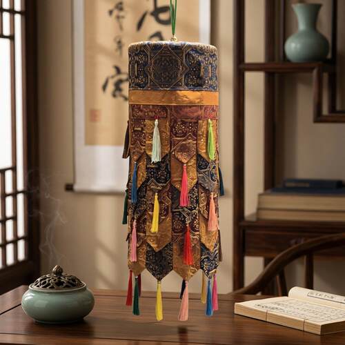 藏式小号迷你胜利幢挂幢宝幢织锦流苏幢宝幢法幢幢幡装饰手工定制