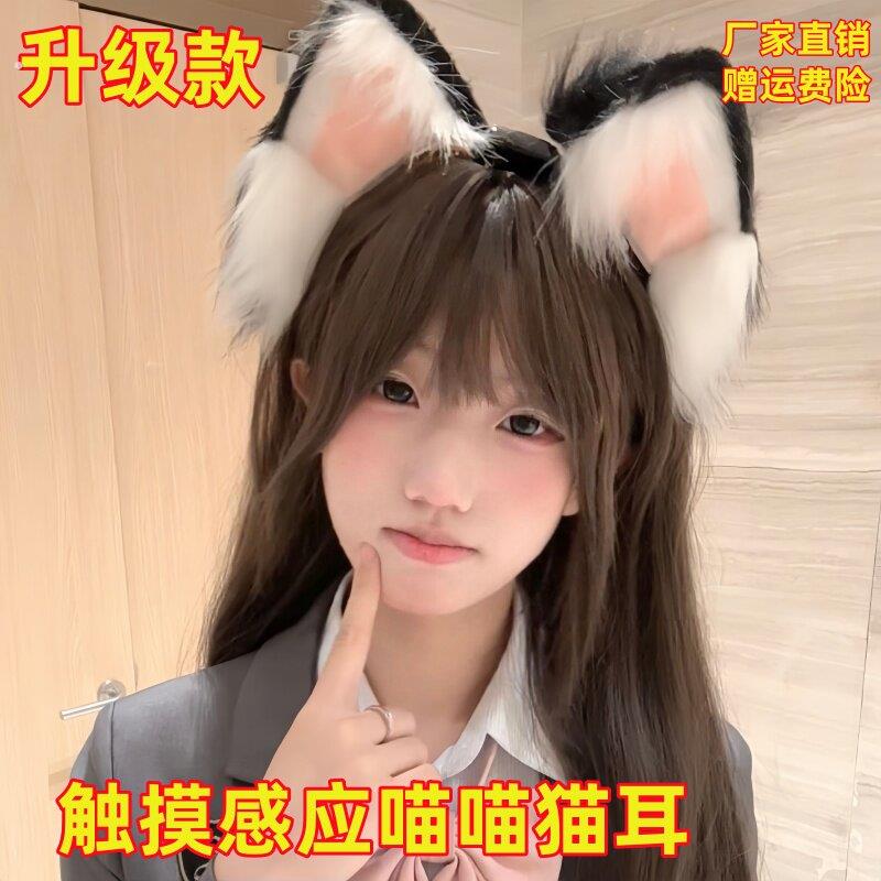 可充电仿真兽耳头饰道具可拆卸头箍可动猫耳发饰电动猫咪耳朵发箍