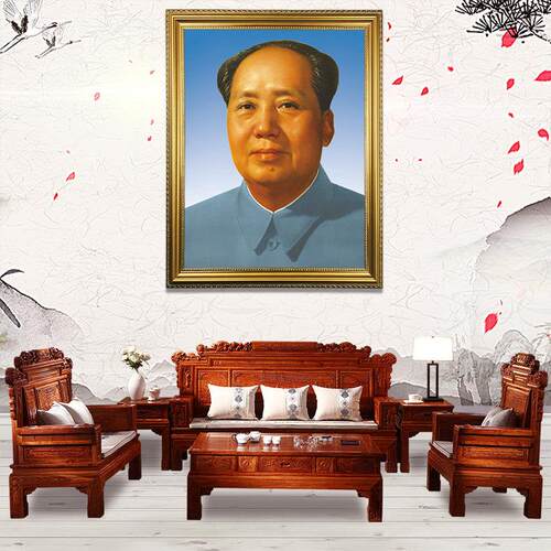 毛挂相席东像墙画墙面席东挂画装饰办公室伟人客厅中堂简装壁挂式