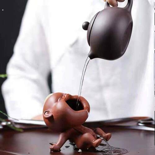 紫砂撒尿童茶宠泡茶可爱童子茶桌袖珍可养尿尿童茶玩手工创意摆件