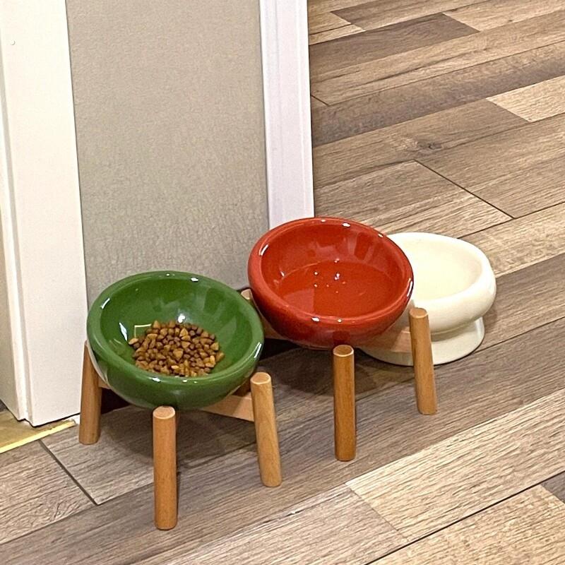 高脚支架斜口狗狗宠物碗增高架陶瓷猫咪防打翻宠物用品猫碗狗碗
