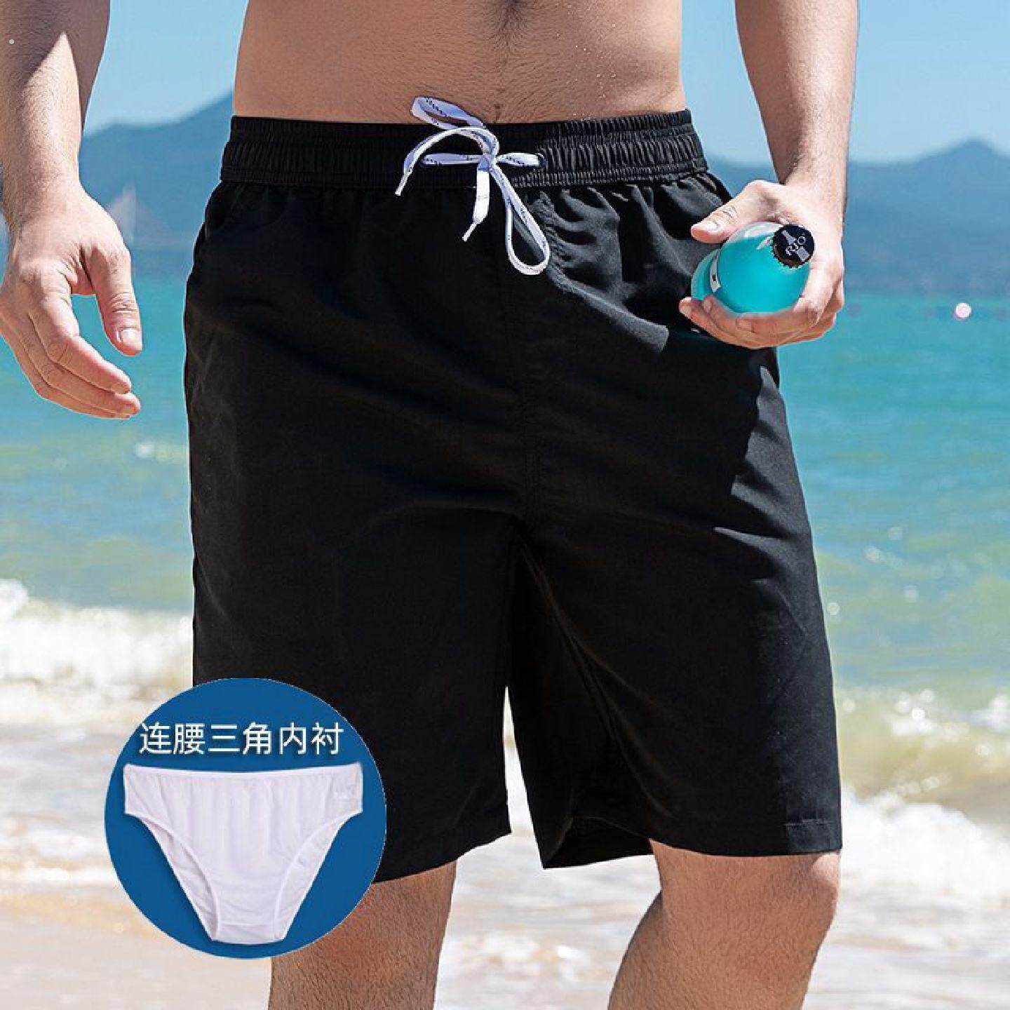 沙滩裤男款夏季男士速干五分泳裤纯色大码新款运动短裤海边度假