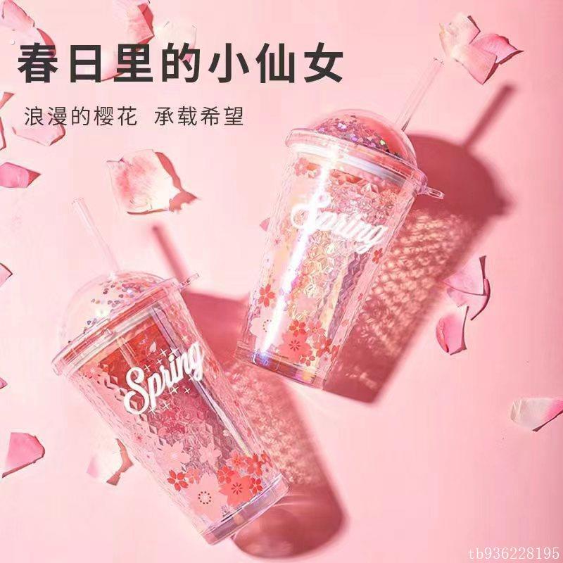 玻璃杯杯女生高颜值星空盖带玻璃吸管粉可爱刻度炫彩镭射水杯