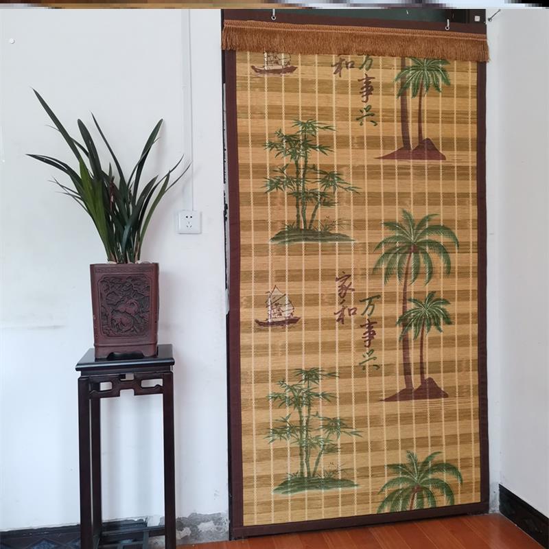 老式竹门帘夏季中式田园风格家用卧室竹帘子防蚊帘竹子门帘竹卷帘