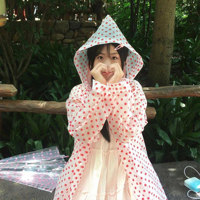 波点雨衣一次性外穿可爱雨披户外登山旅游透明连体全身演唱会防雨