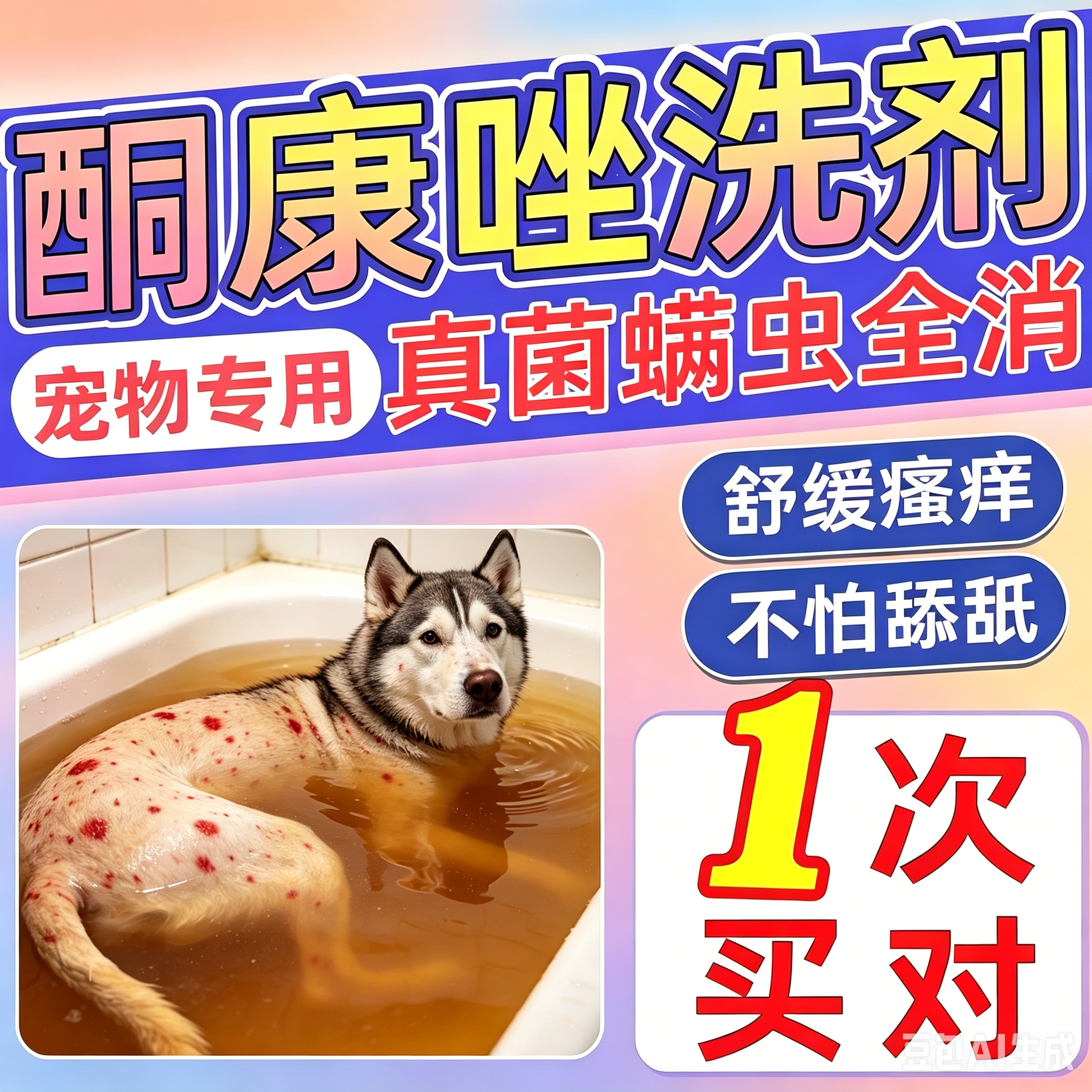 酮康唑洗剂宠物复方硝酸咪宠物猫狗皮肤真菌止感染螨虫止痒沐浴露