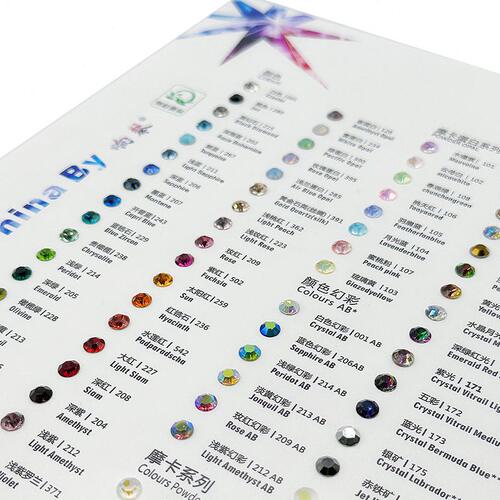 甄选厂家直销响琴水晶品质73色国产水晶尖底彩色点钻色板仿捷克色