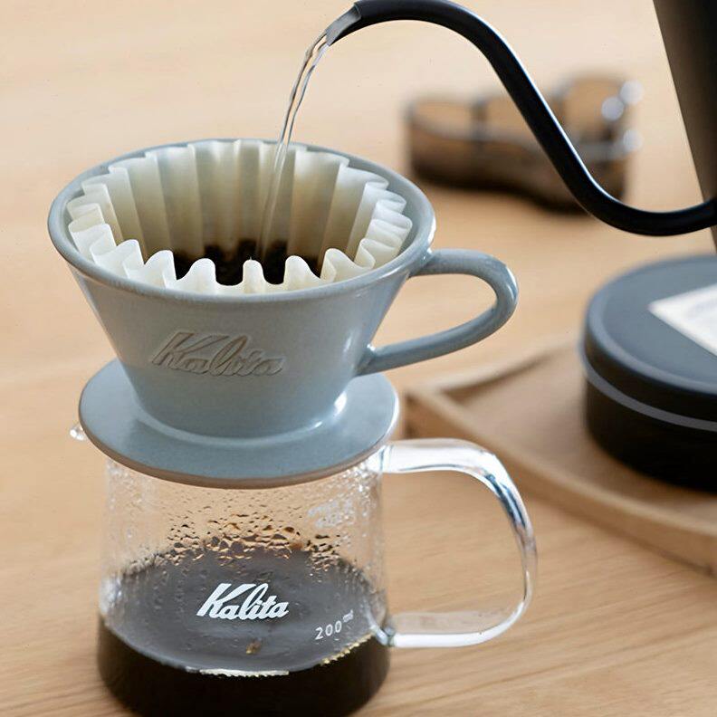 甄选日本原装KALITA 手冲篮型咖啡过滤杯 陶瓷185MI美浓烧3孔蛋糕