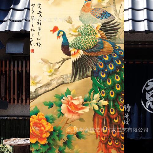 甄选新中式竹丝印花民宿风竹帘窗帘卷帘茶室遮阳隔断帘书房榻榻米