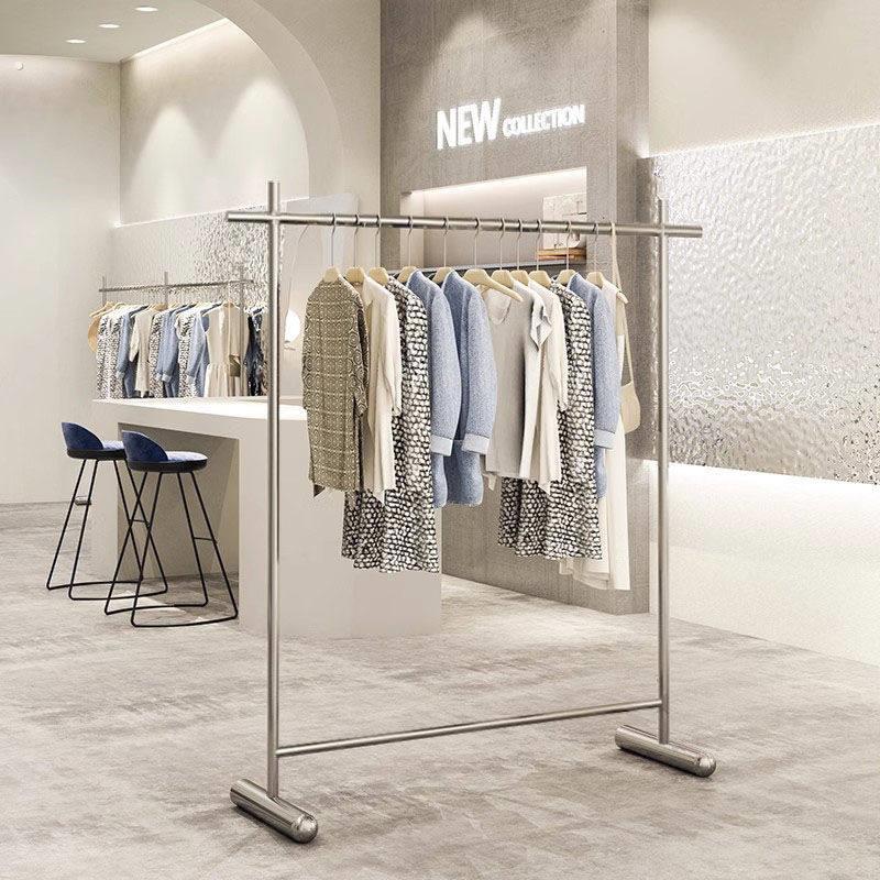 服装店展示架不锈钢简约落地式中岛挂衣架男女童装店货架陈列道具