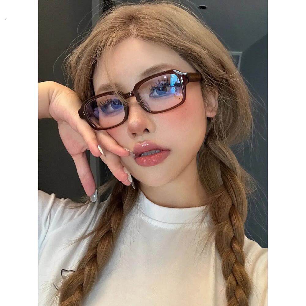 覆古欧美风小框椭圆眼镜框日系平光镜防蓝光近视眼镜女圆脸小方框