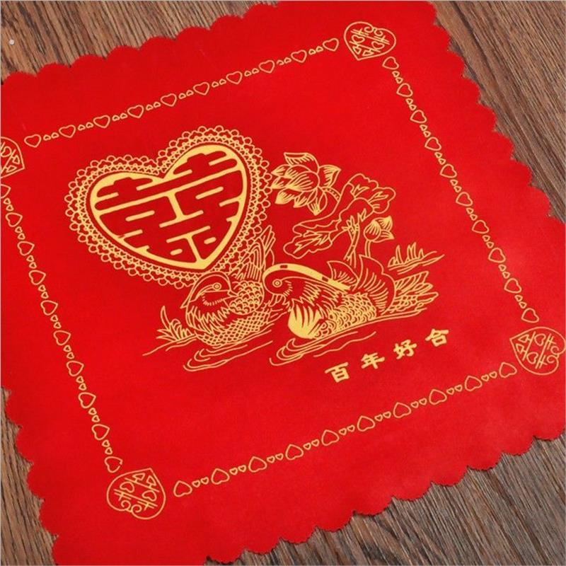 红色手绢小方巾结婚喜帕婚庆丝绸布手帕新娘婚礼对角35*35