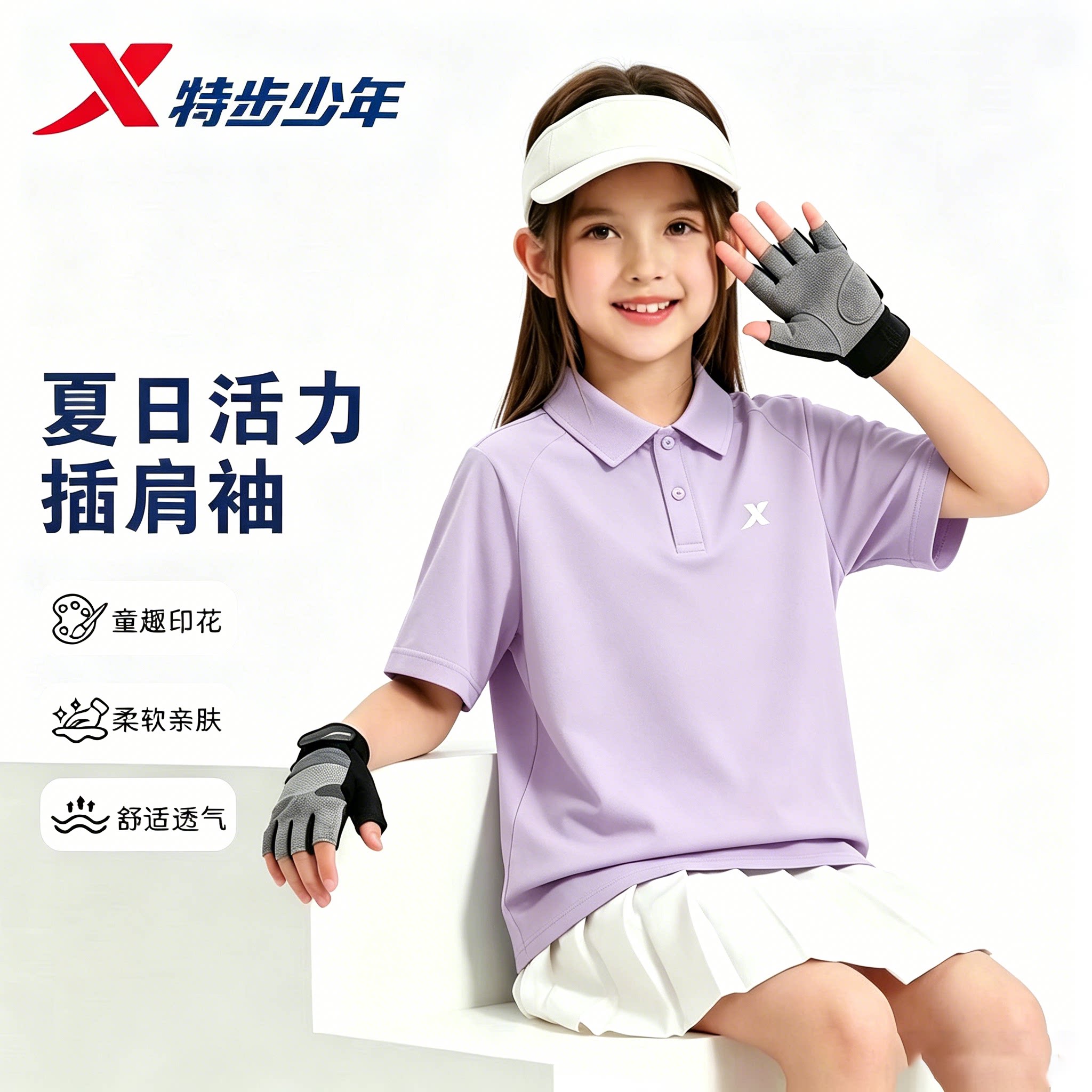 特步童装运动短袖POLO衫