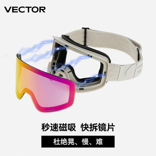 甄选VECTOR玩可拓滑雪眼镜磁吸雪镜女防雾可卡近视镜头盔滑雪护目